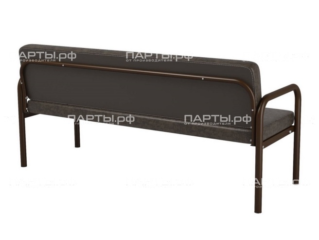 Диван 3-местный 1600х610х430/775 мм 880.3-З (обивка - винилискожа зеленый, м/к черный, круглая труба)