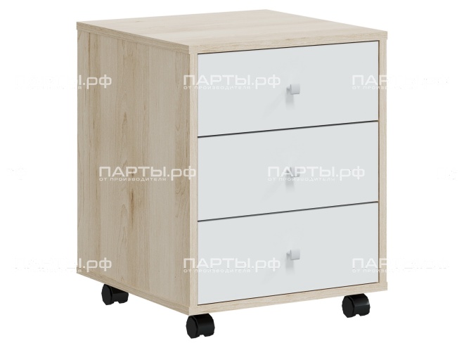 Тумба мобильная "Квадро" 440х450х560 мм ТМ.1.К-Д.Б (фасады - белый, корпус - дуб "Бардолино")