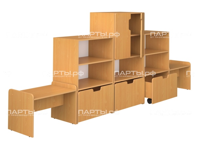 Стенка для группы детского сада для игрушек (набор 3) "бук" 2xГКД1.00+2xГКД3.01+ГКД4.02